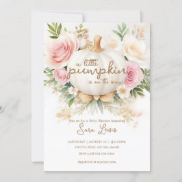 Invitación Un poco de calabaza rosada caída floral Baby Showe