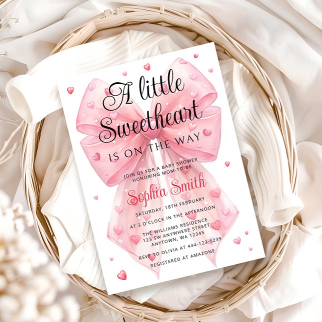 Invitación Un poco de cariño Bow Valentine Baby Shower (Subido por el creador)