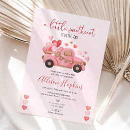 Invitación Un poco de cariño, corazón, camionetas Baby Shower