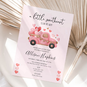 Invitación Un poco de cariño, corazón, camionetas Baby Shower