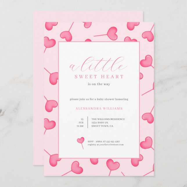 Invitación Un poco de cariño en Baby Shower (Anverso / Reverso)