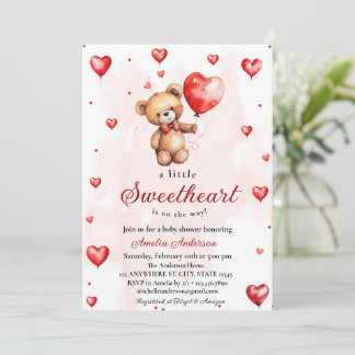 Invitación Un poco de dulce acuarela Teddy Baby Shower