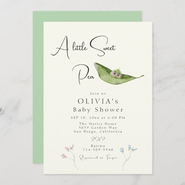 Invitación Un poco de dulce Baby Shower (Anverso / Reverso)