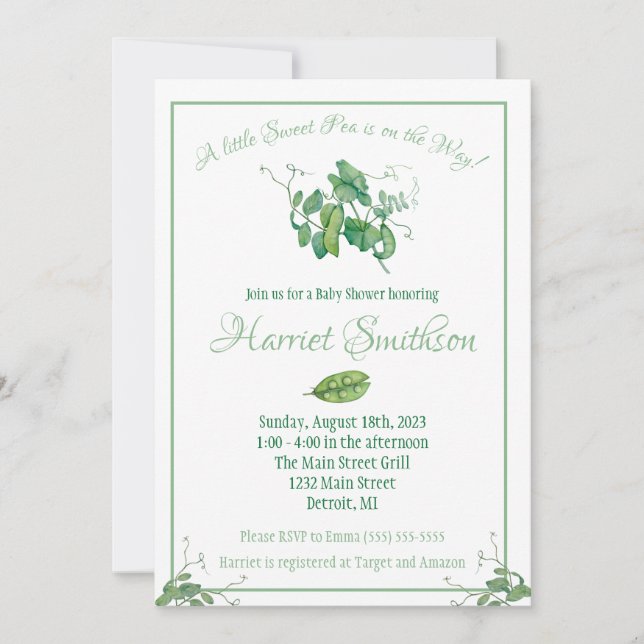 Invitación ¡Un poco de dulce se acerca! Baby Shower (Anverso)