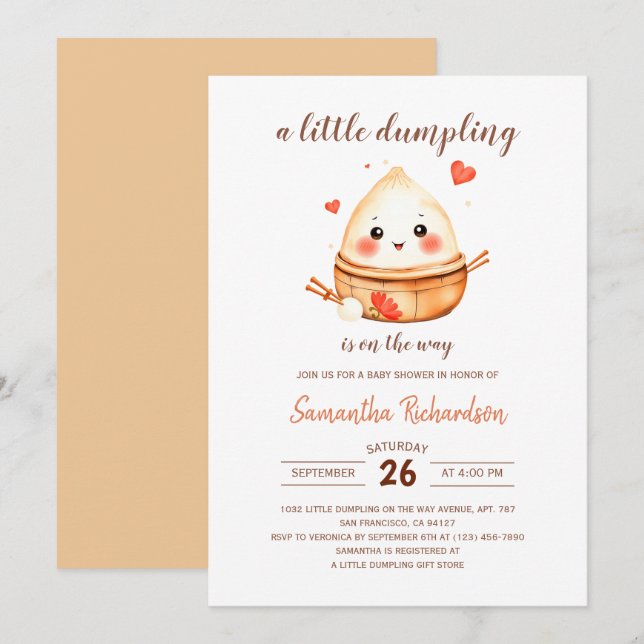 Invitación Un Poco De Dumpling Está En El Camino De Bao Baby  (Anverso / Reverso)