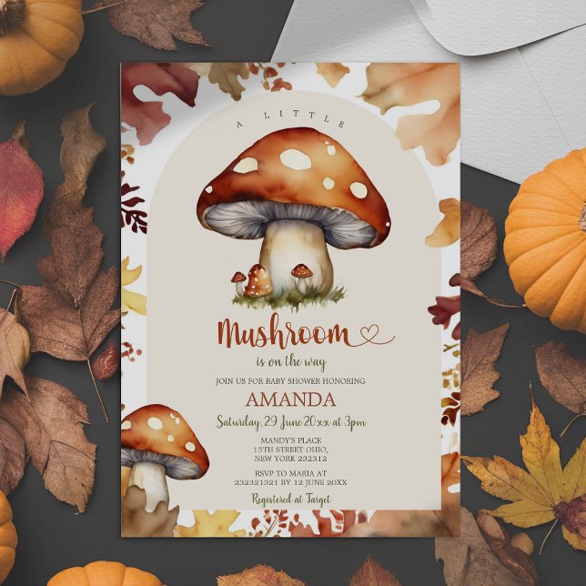 Invitación Un poco de hongo cae hongo otoño Baby Shower (Subido por el creador)