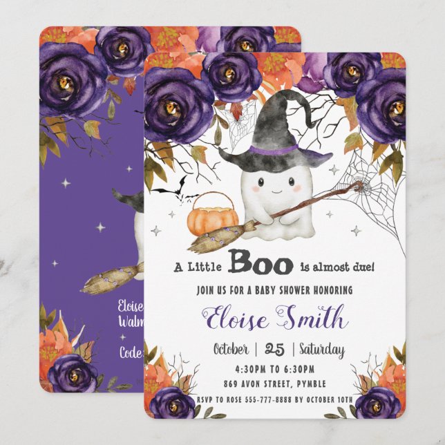 Invitación Un poco de humor para Fantasma Baby Shower (Anverso / Reverso)