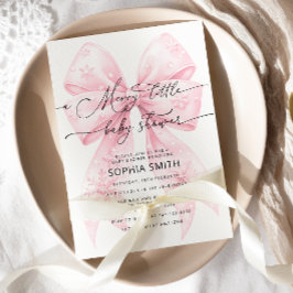 Invitación Un poco de invierno Rubor Pink Bow Baby Shower