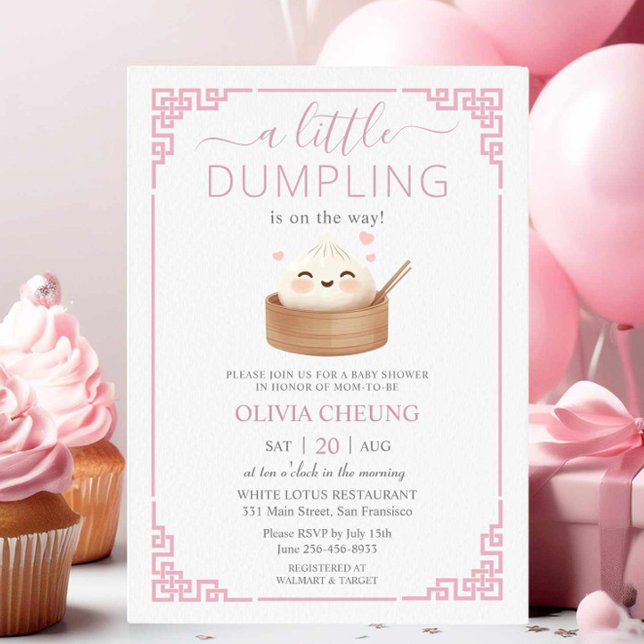 Invitación Un poco de Kawaii desmoronando el Baby Shower rosa (Subido por el creador)