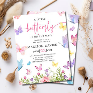 Invitación Un poco de mariposa acuarela Floral Baby Shower