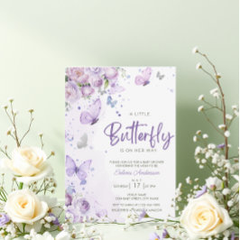 Invitación "Un poco de mariposa" Baby Shower morado