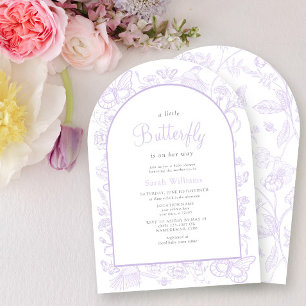 Invitación Un poco de mariposa Lilac Chica Vintage Baby Showe