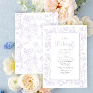 Invitación Un poco de mariposa Lilac Chica Vintage Baby Showe