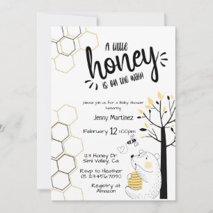 Invitación Un poco de miel, Baby Shower, neutral en género