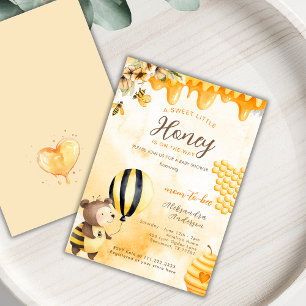 Invitación Un Poco de Miel En Camino Abeja Oso Floral Fiesta
