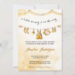 Invitación Un Poco de Miel en Camino Ropa de Bebé Fiesta de S