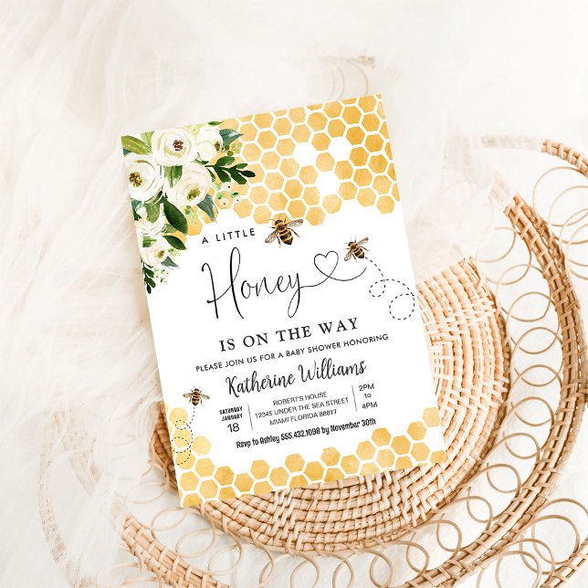 Invitación Un Poco de Miel Está En Camino Fiesta de Bebé Tema (Subido por el creador)