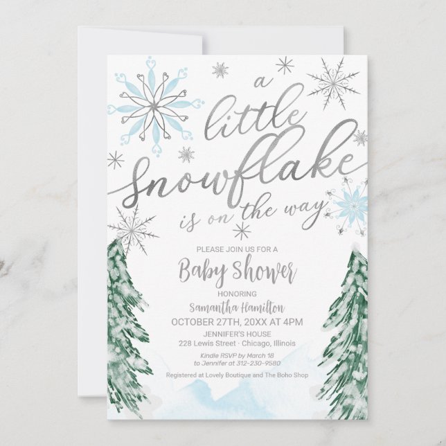 Invitación Un poco de Navidades de copos de nieve en Baby Sho (Anverso)