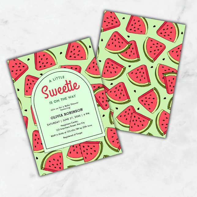 Invitación Un poco dulce sandía de verano en Baby Shower (A Little Sweetie is on the Way Summer Watermelon Baby Shower Invitation  )