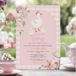 Invitación Un poco impresionante floral rosa Gingham Baby Sho