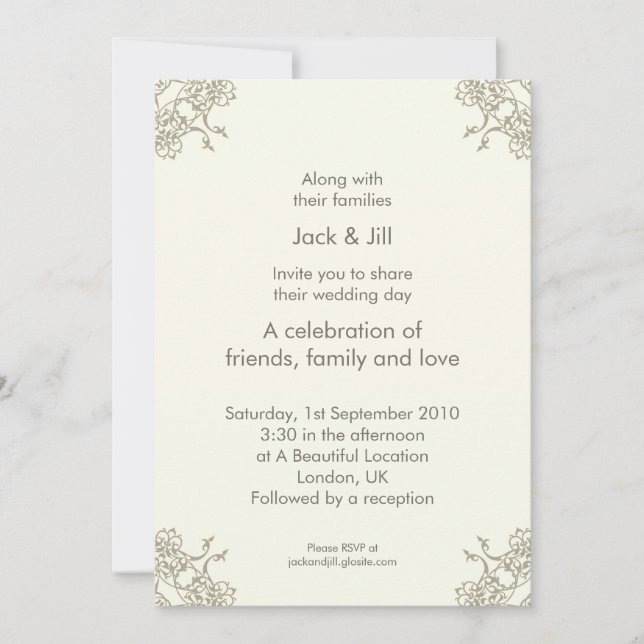 Invitación Un Poco Lacey (Crema) 5x7 (Anverso)