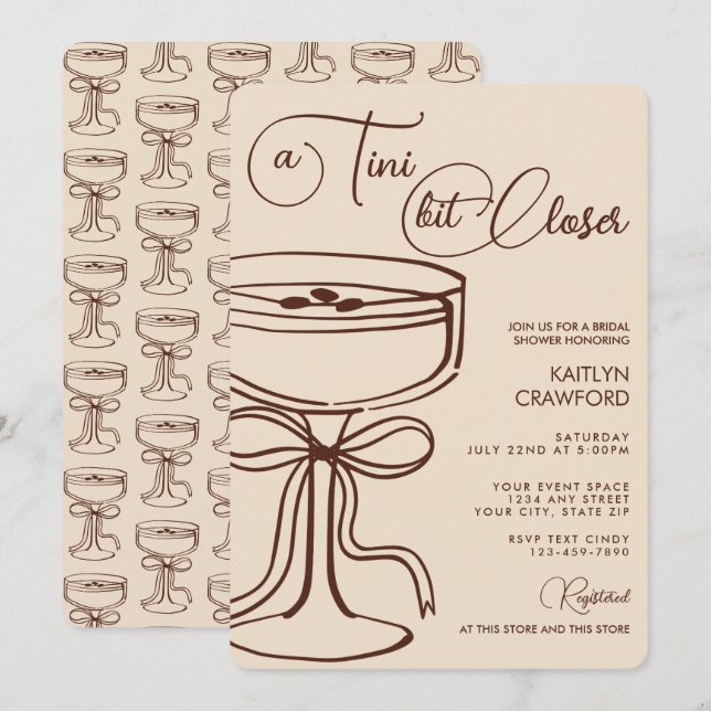 Invitación Un Poco Más Cerca Espresso Martini Despedida de So (Anverso / Reverso)