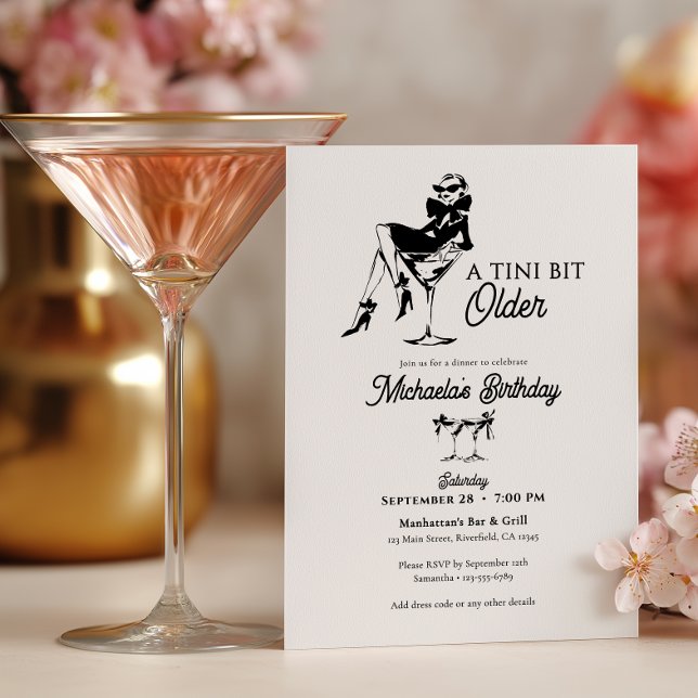 Invitación Un poco más grande Martini elegante de cumpleaños (Subido por el creador)