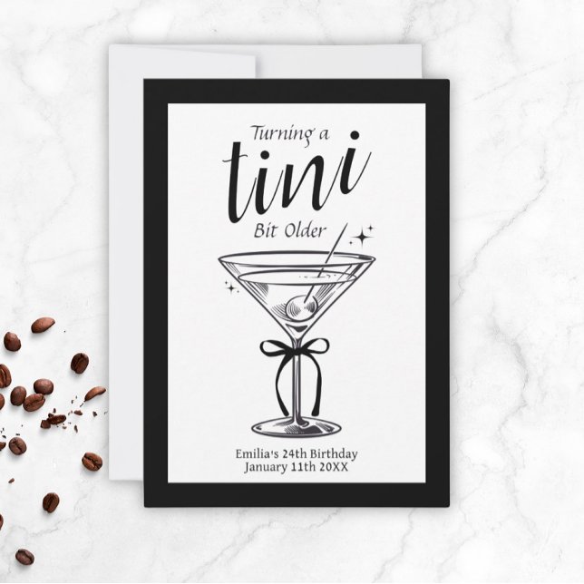 Invitación Un Poco Más Mayor - Tema de Martini con Clase (Tini Bit Older Martini Birthday Invitations)