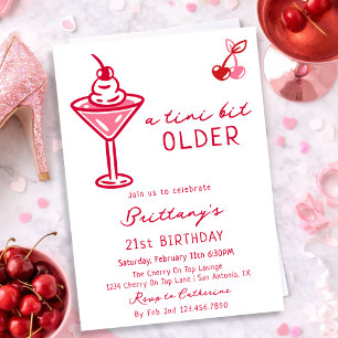 Invitación Un poco más vieja Martini de cereza Cumpleaños tra