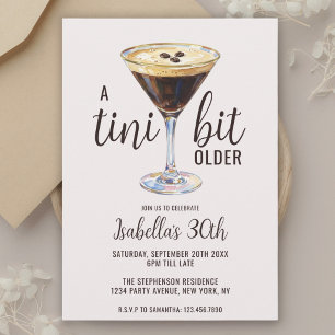 Invitación Un Poco Más Viejo Cumpleaños de Martini de Espress