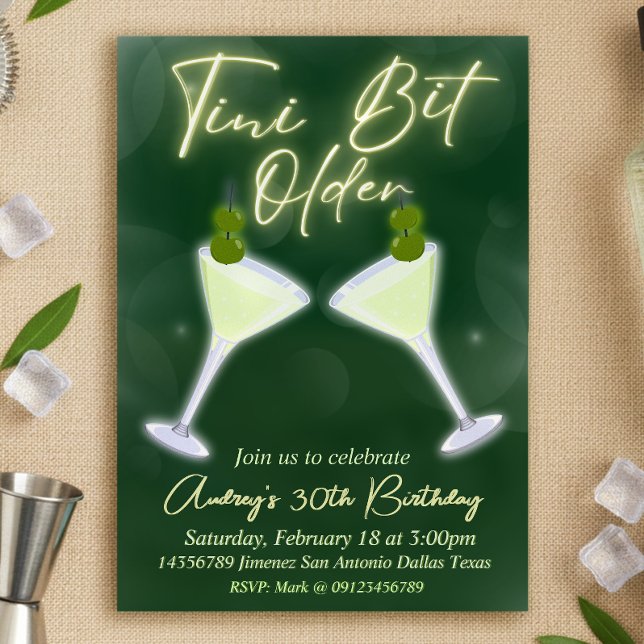 Invitación Un poco más viejo de Tini - Martini (A Tini Bit Older - Martini Invitation
)