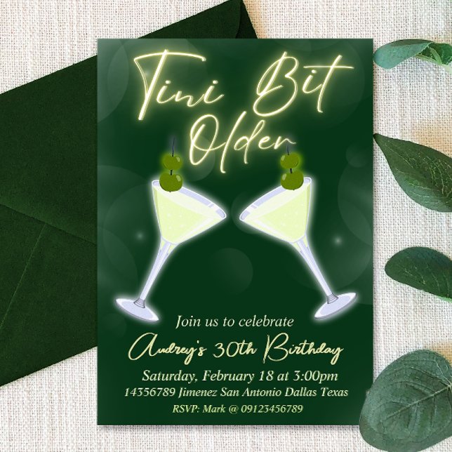 Invitación Un poco más viejo de Tini - Martini (A Tini Bit Older - Martini Invitation
)