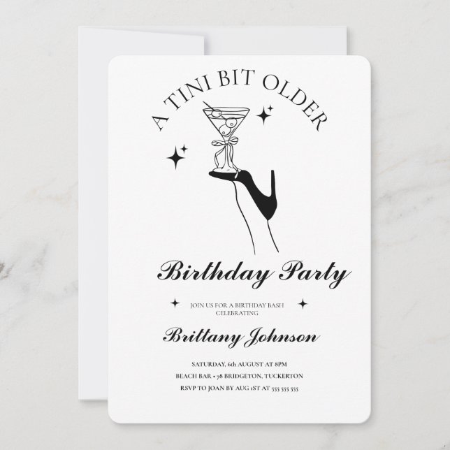 Invitación Un poco más viejo Martini cumpleaños (Anverso)