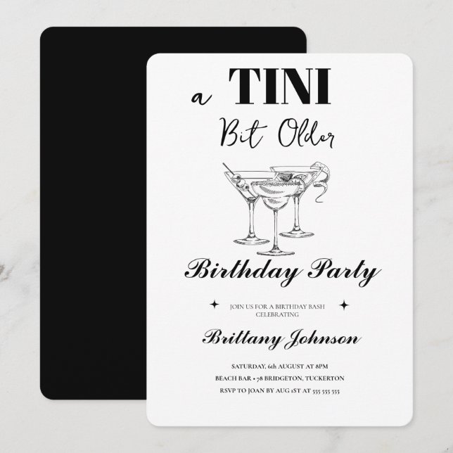 Invitación Un poco más viejo Martini cumpleaños (Anverso / Reverso)