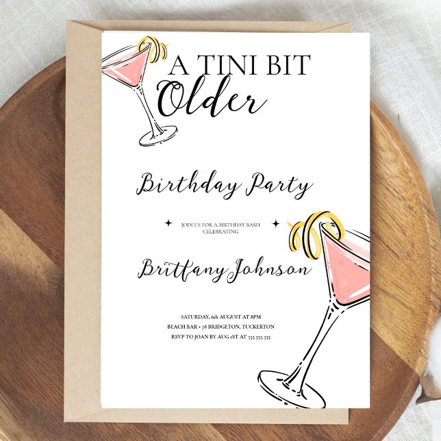 Invitación Un poco más viejo Martini cumpleaños (Subido por el creador)