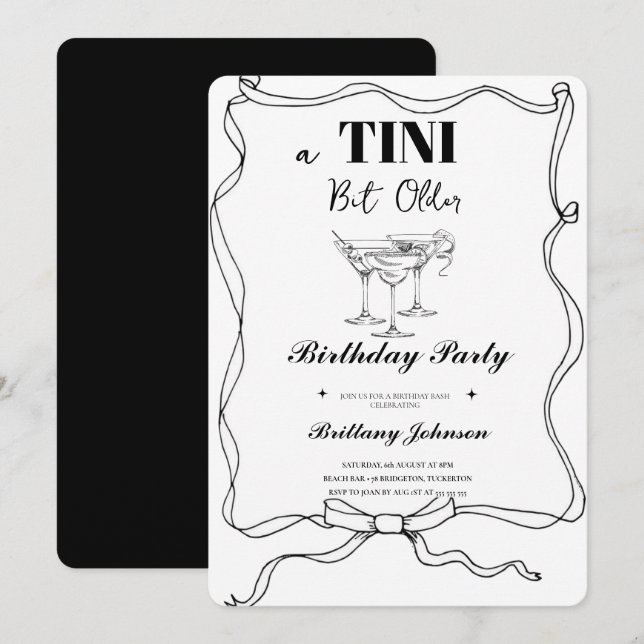 Invitación Un poco más viejo Martini cumpleaños (Anverso / Reverso)