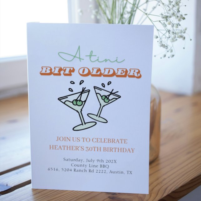 Invitación Un poco más viejo Martini Olive Adultos Cumpleaños (Subido por el creador)