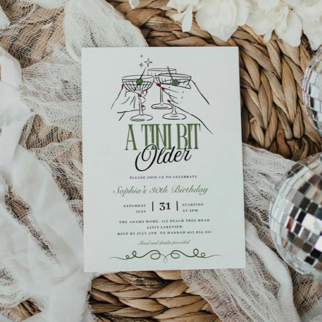 Invitación Un poco más viejo Martini Olive Cocktail Cumpleaño (Subido por el creador)