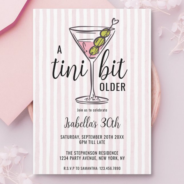 Invitación Un poco más viejo Martini rosado cumpleaños (Subido por el creador)