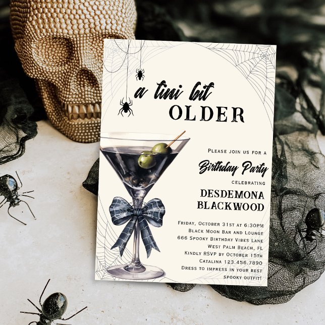 Invitación Un poco mayor araña lazo Halloween cumpleaños (Subido por el creador)