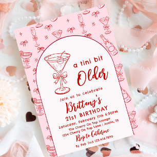 Invitación Un poco mayor Coquette Cereza Martini Cumpleaños