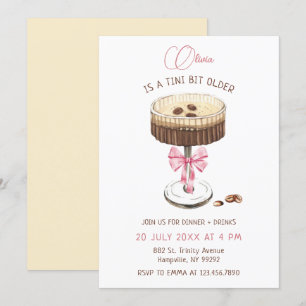 Invitación Un Poco Mayor Cumpleaños Martini de Espresso Bow