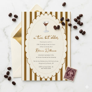 Invitación Un poco mayor Espresso Martini Stripe Cumpleaños 