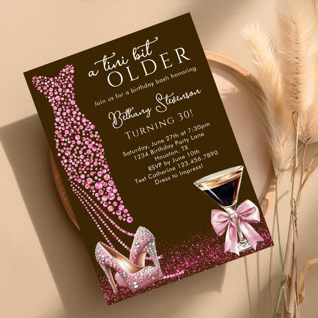 Invitación Un poco mayor Mocha Pink Glam Fiesta de Cumpleaños (Subido por el creador)