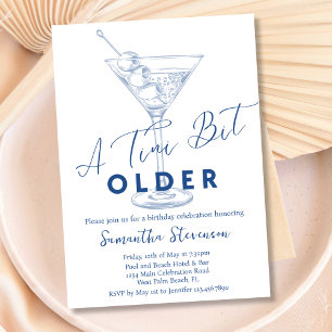 Invitación Un poco mayor Moderno Minimal Azul Cumpleaños
