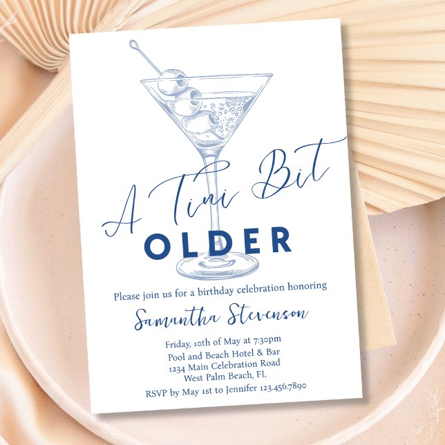Invitación Un poco mayor Moderno Minimal Azul Cumpleaños (Subido por el creador)
