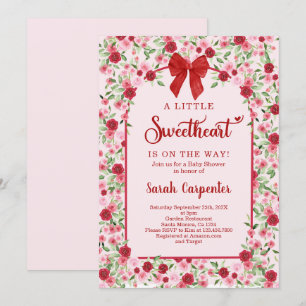 Invitación Un poco querido Chica de Baby Shower Red Bow