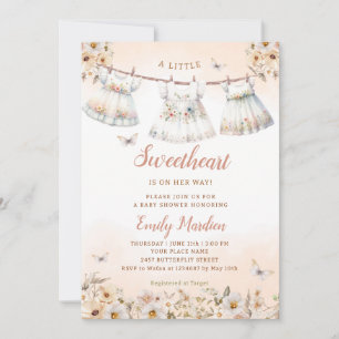 Invitación Un poco querido Chica de ropa de Boho Baby Shower