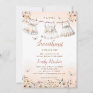Invitación Un poco querido Chica de ropa de Boho Baby Shower