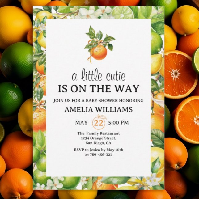 Invitación Un poco raro Naranja de cítricos Baby Shower verde (Subido por el creador)